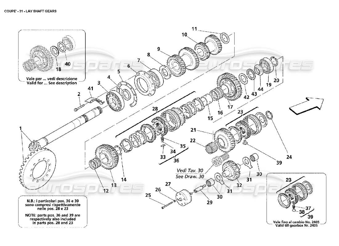 maserati 4200 coupe (2002) ingranaggi dell'albero di rinvio diagramma delle parti