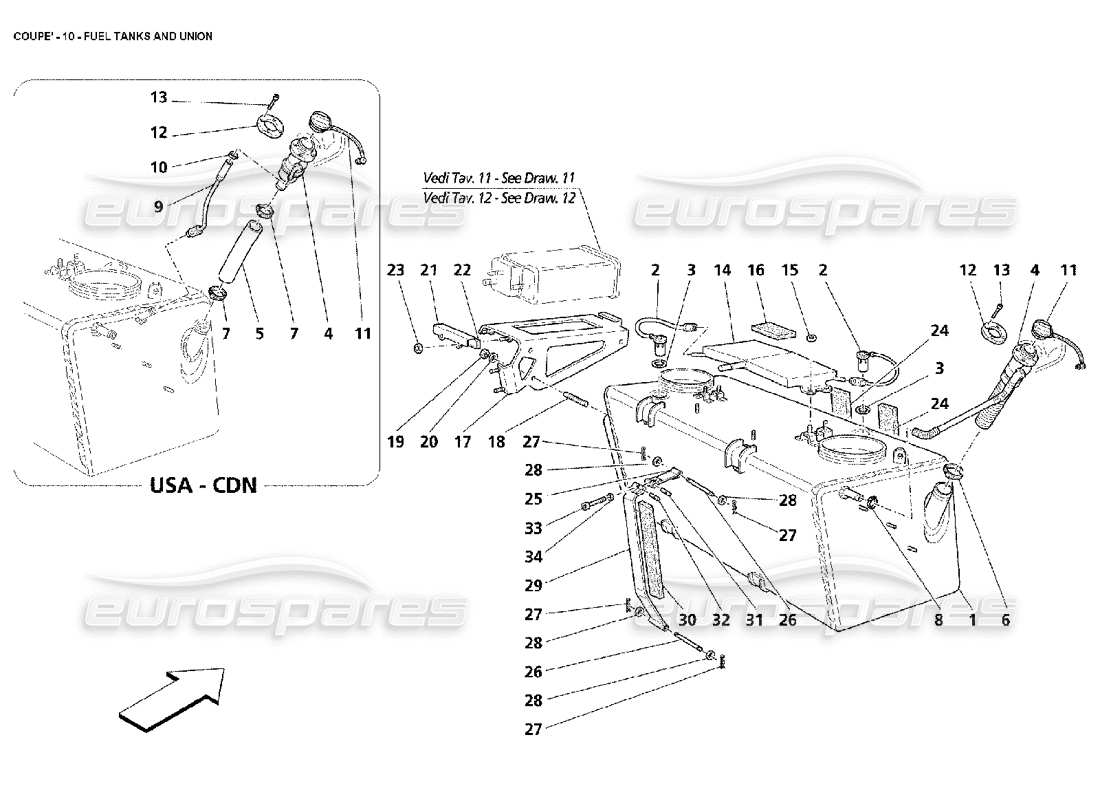 maserati 4200 coupe (2002) serbatoi di carburante e diagramma delle parti dell'unione