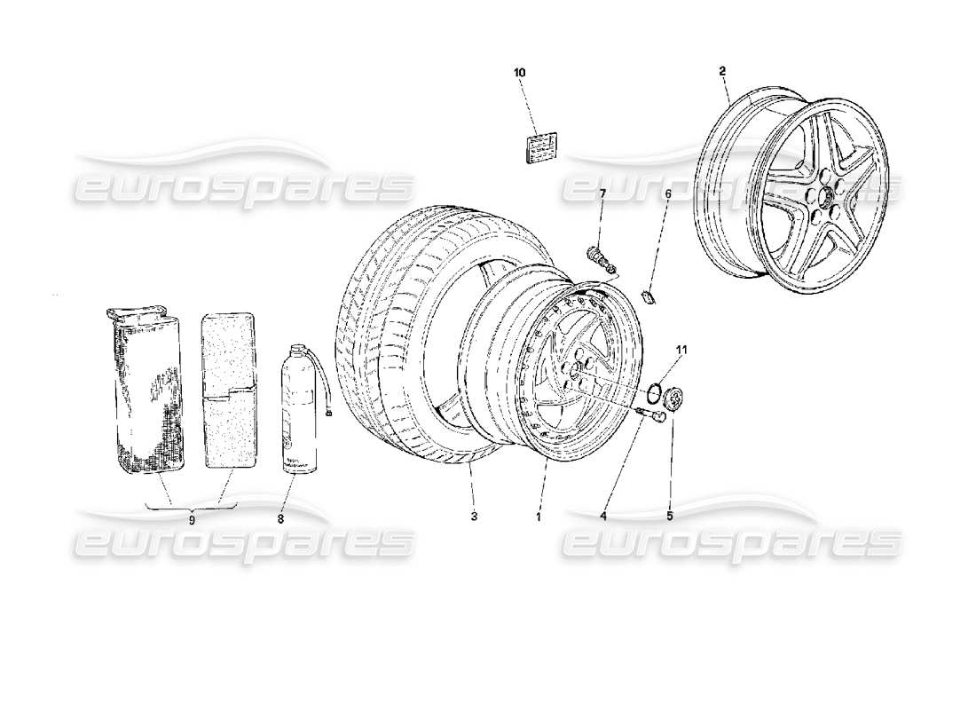 ferrari 512 m ruote diagramma delle parti