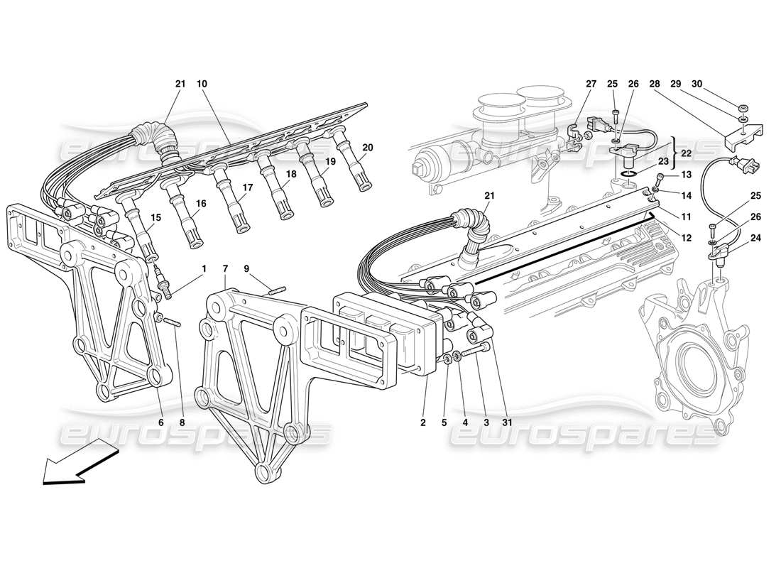 ferrari f50 sistema di accensione diagramma delle parti