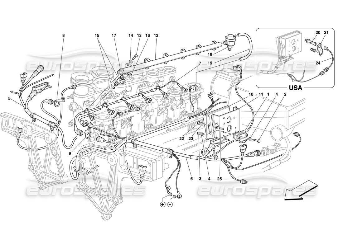 ferrari f50 diagramma delle parti del dispositivo di iniezione