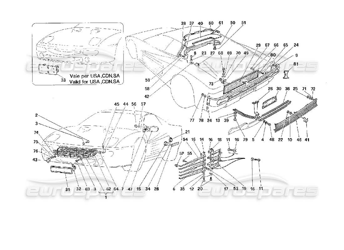 ferrari 512 m diagramma della parte di finitura esterna