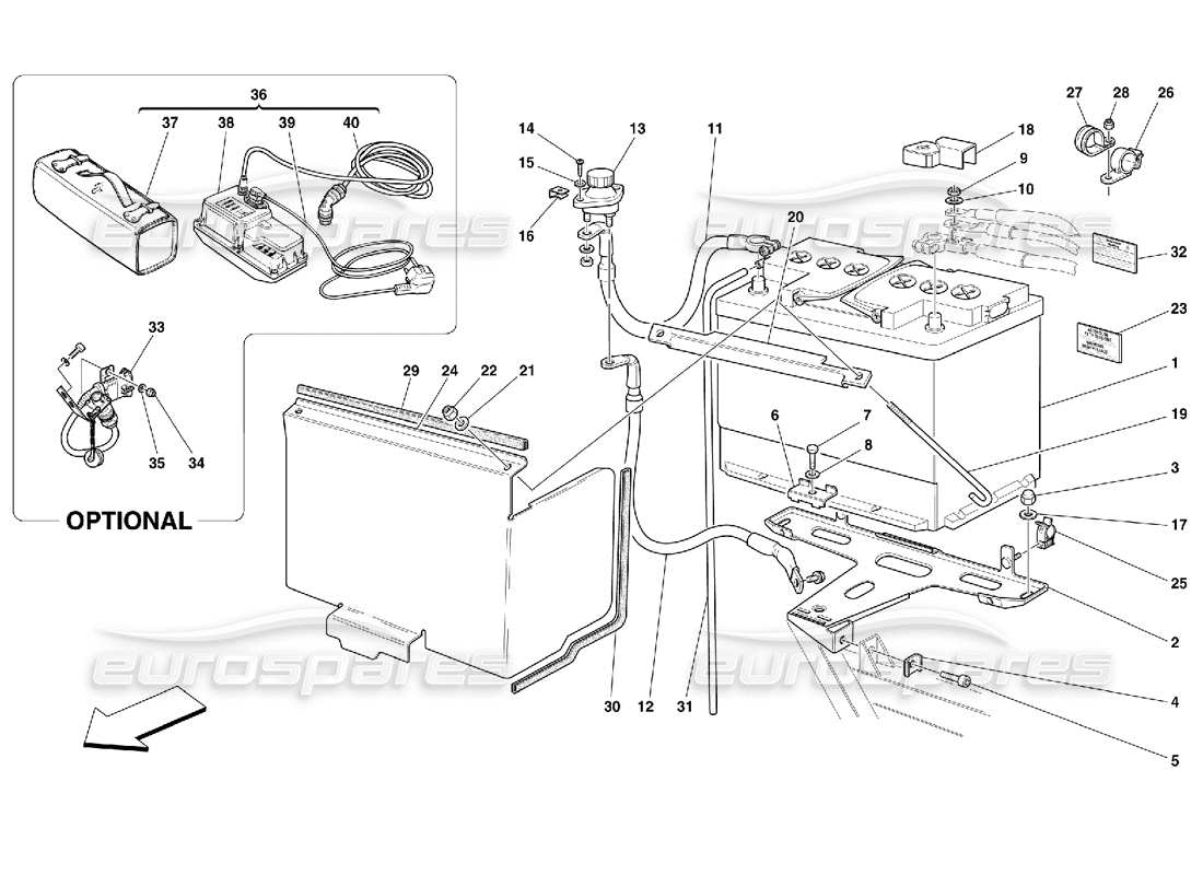 ferrari 456 m gt/m gta diagramma delle parti della batteria