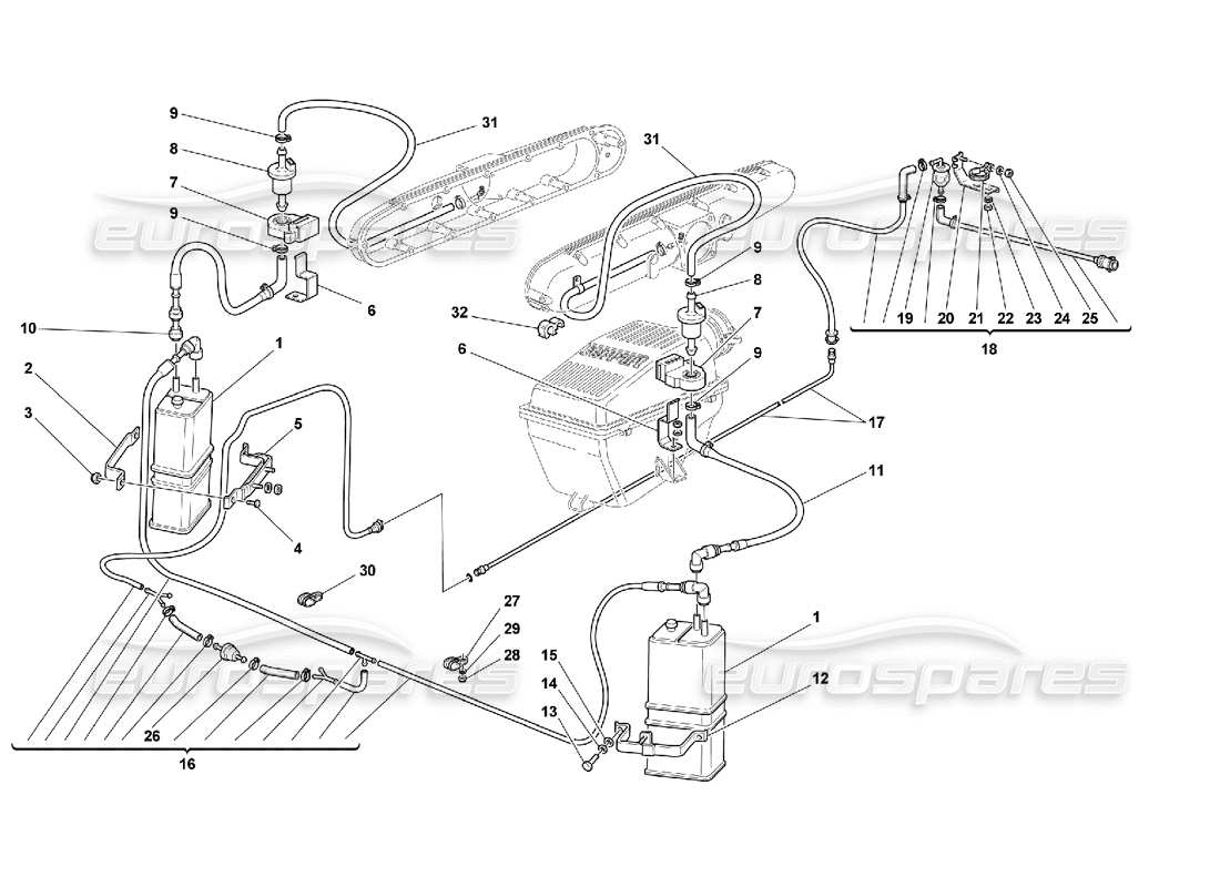 ferrari 550 maranello dispositivo antievaporazione - valido per usa my 99 e cdn my 99 diagramma delle parti