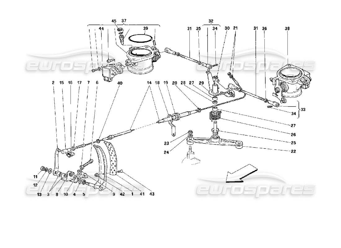 ferrari 512 m comando acceleratore -non per gd- diagramma delle parti