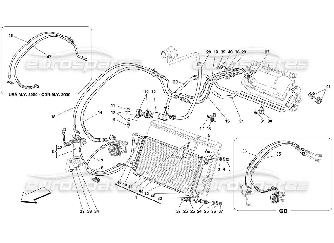 ferrari 456 m gt/m gta sistema di aria condizionata diagramma delle parti