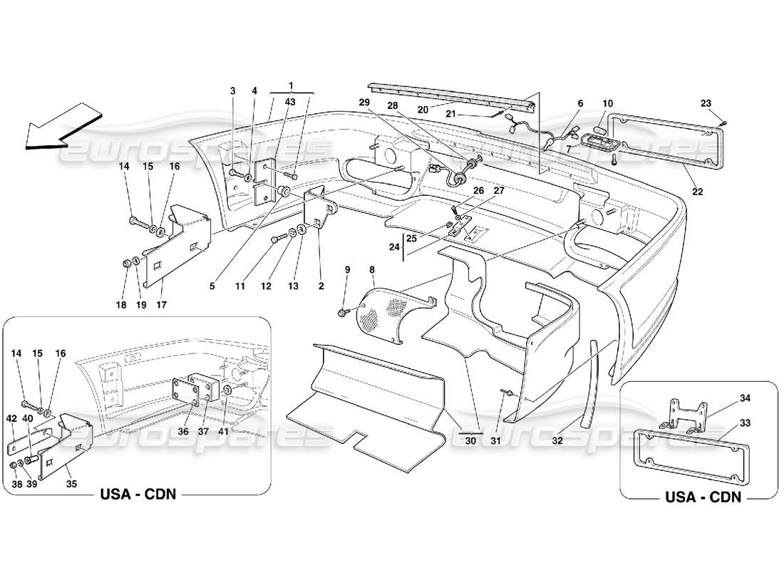 ferrari 550 maranello schema delle parti paraurti posteriore