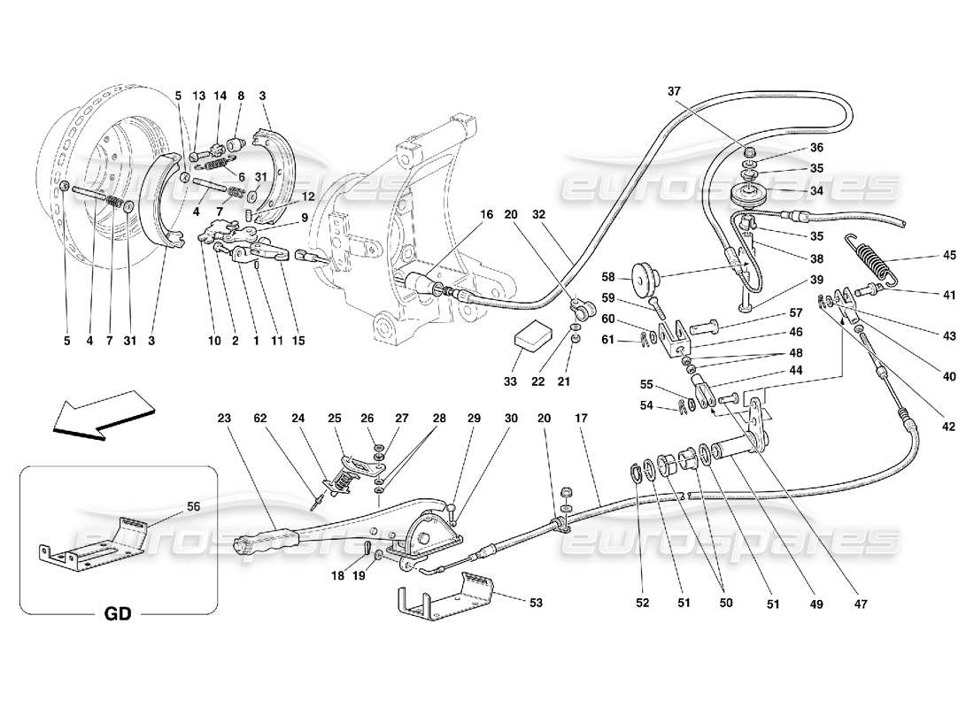 ferrari 456 m gt/m gta controllo del freno a mano - valido per 456m diagramma delle parti gta