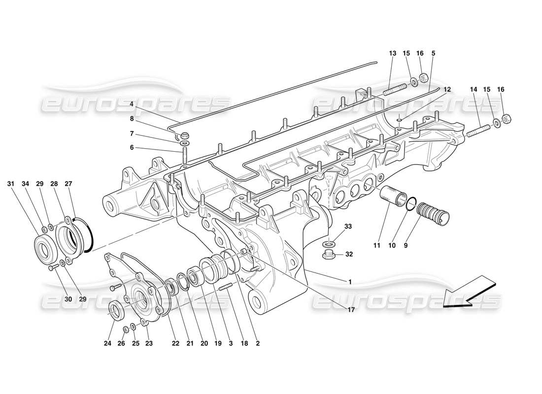 ferrari f50 schema delle parti della coppa dell'olio e del coperchio