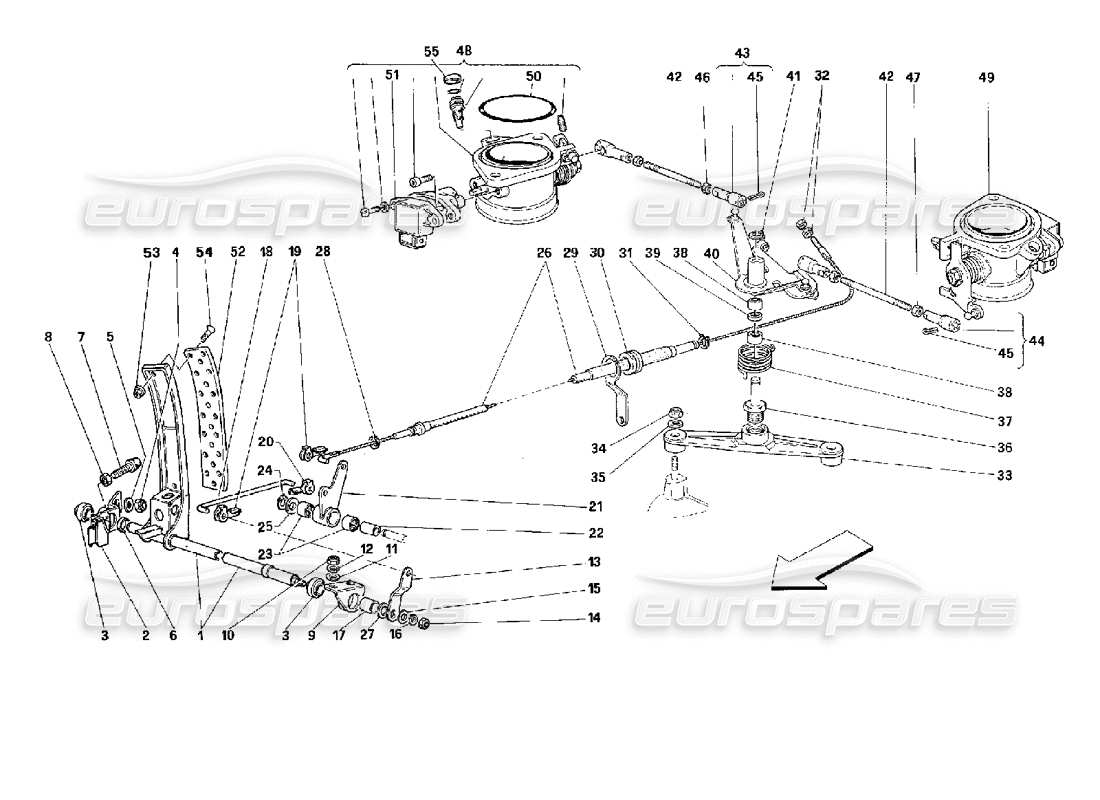 ferrari 512 m controllo acceleratore -valido per gd- schema delle parti