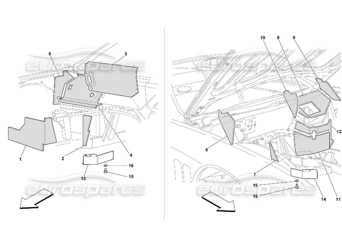 ferrari 550 maranello isolamenti ignifughi del vano motore -non per gd diagramma delle parti