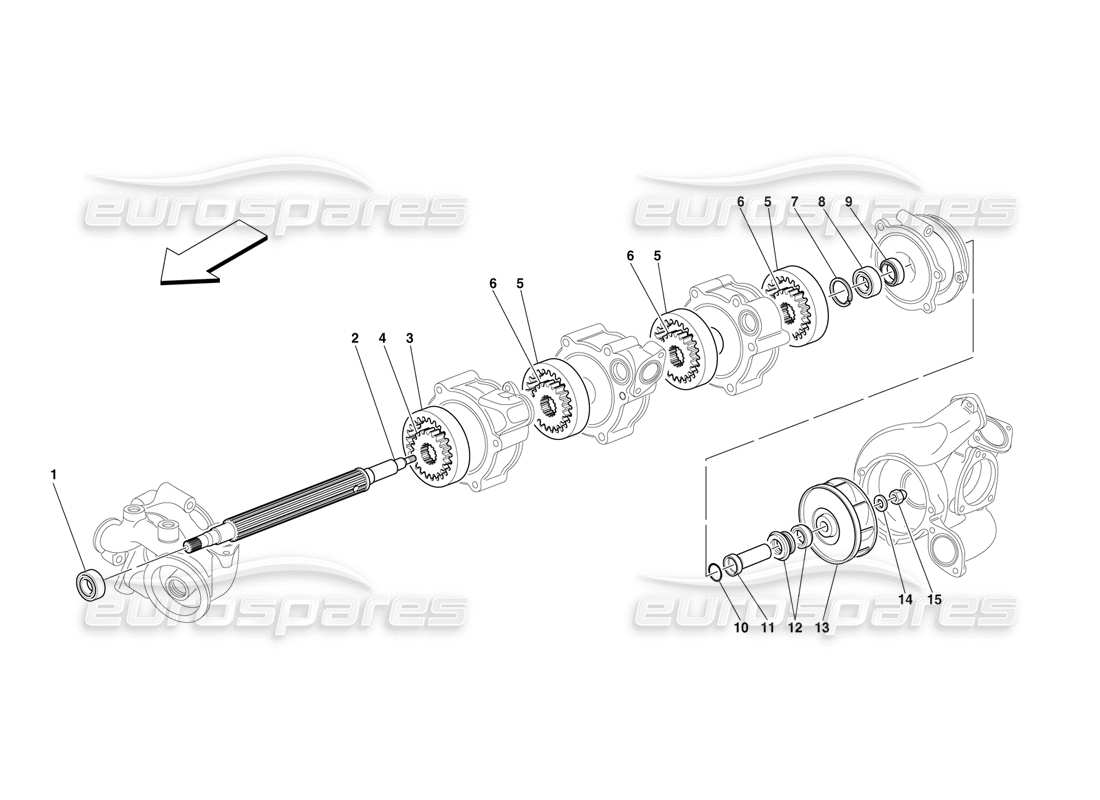 ferrari f50 pompa olio-acqua - parti interne diagramma delle parti