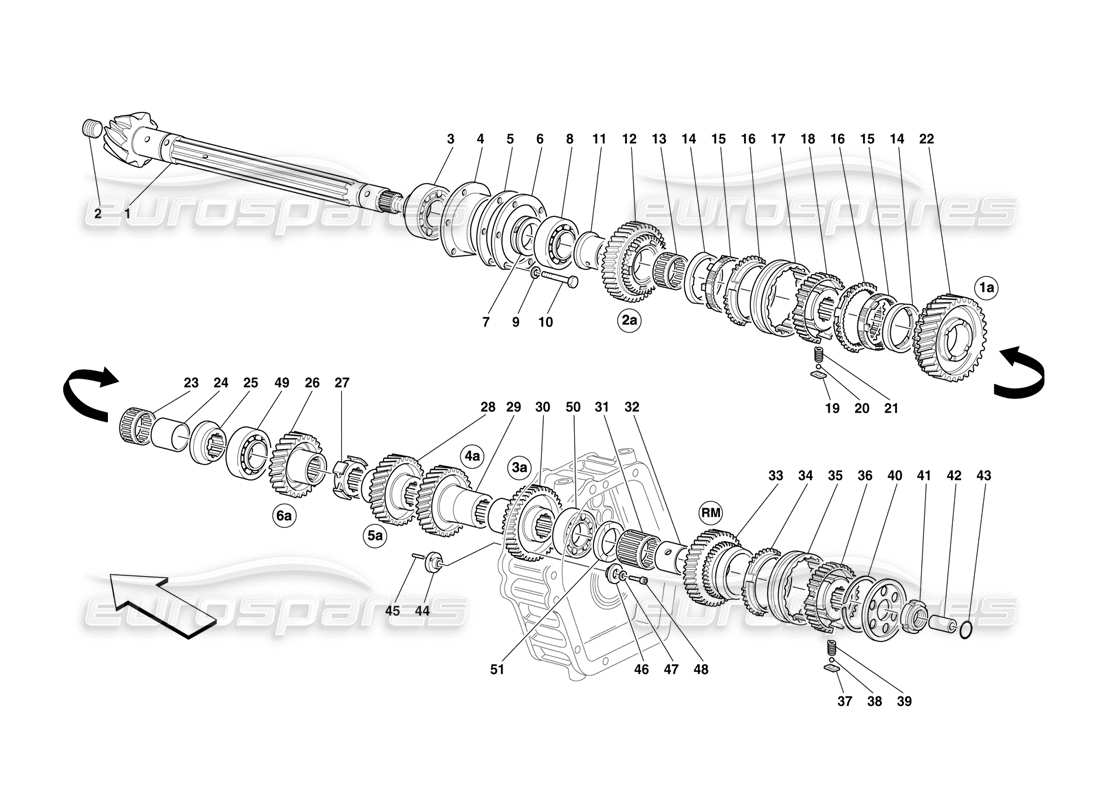 ferrari f50 albero di rinvio del cambio diagramma delle parti