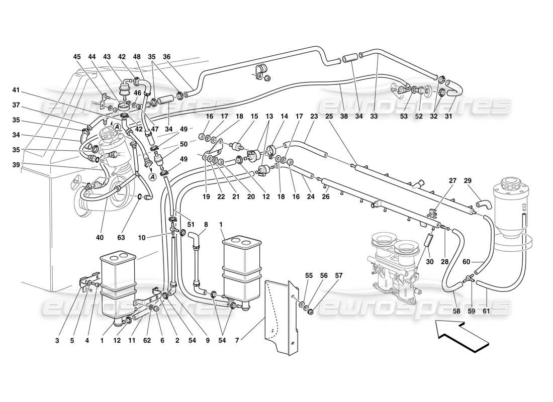 ferrari f50 dispositivo antievaporazione diagramma delle parti