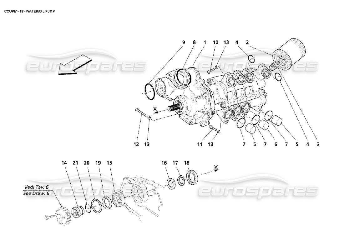 maserati 4200 coupe (2002) pompa acqua-olio diagramma delle parti