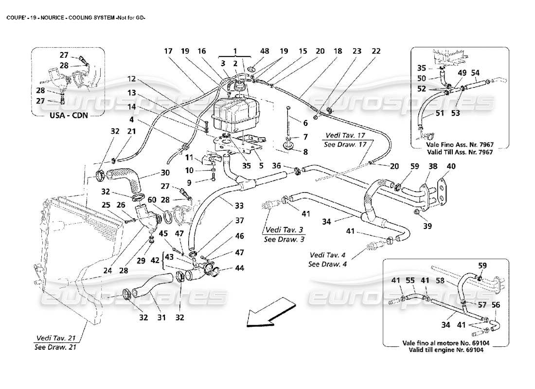 maserati 4200 coupe (2002) nourice - sistema di raffreddamento -non per gd schema delle parti