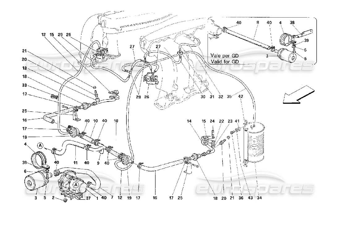 ferrari 512 m pompa e linee dell'aria secondaria diagramma delle parti