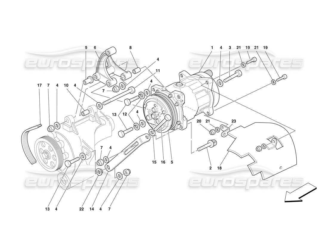 ferrari f50 diagramma delle parti del compressore dell'aria condizionata