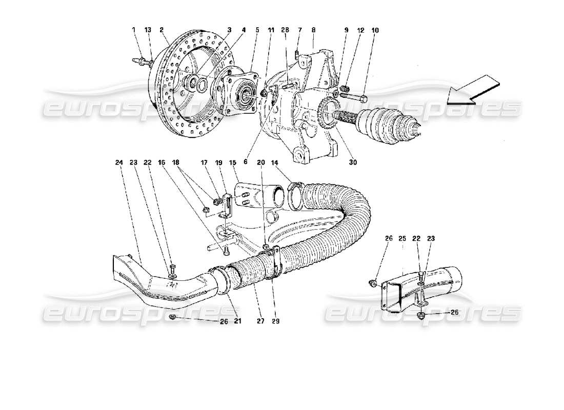ferrari 512 m sospensione posteriore - disco freno diagramma delle parti