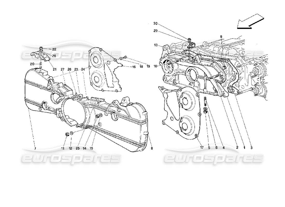 ferrari 512 m sistema di distribuzione - coperture diagramma delle parti