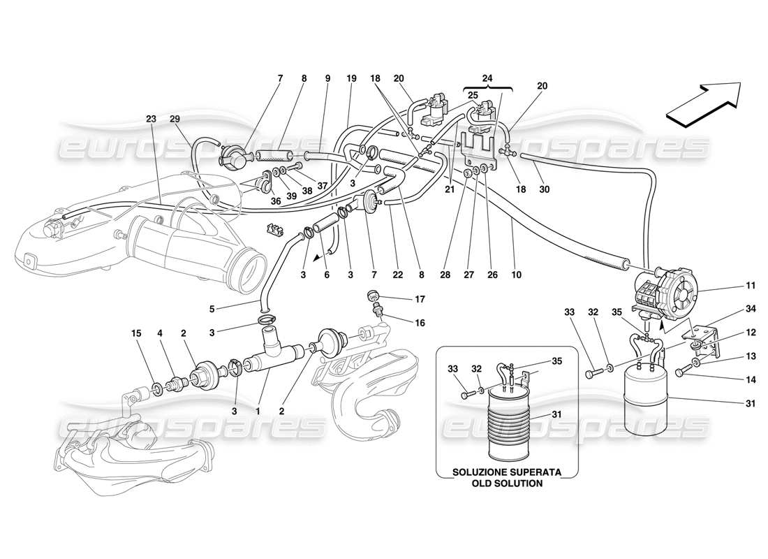 ferrari f50 diagramma delle parti del dispositivo di iniezione dell'aria