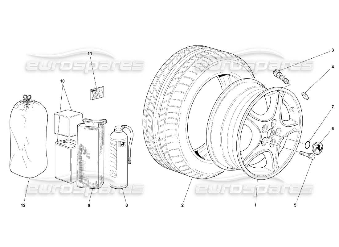 ferrari 456 m gt/m gta ruote diagramma delle parti