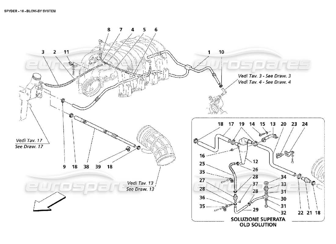 maserati 4200 spyder (2002) colpo - per sistema diagramma delle parti
