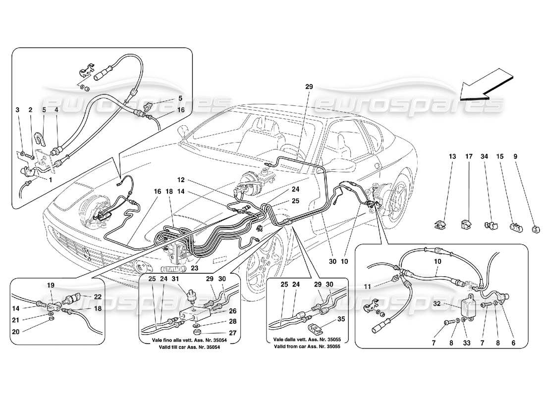 ferrari 456 m gt/m gta schema delle parti del sistema frenante: non per gd