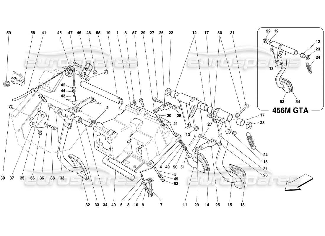 ferrari 456 m gt/m gta pedali e controllo dell'acceleratore -non per il diagramma delle parti gd