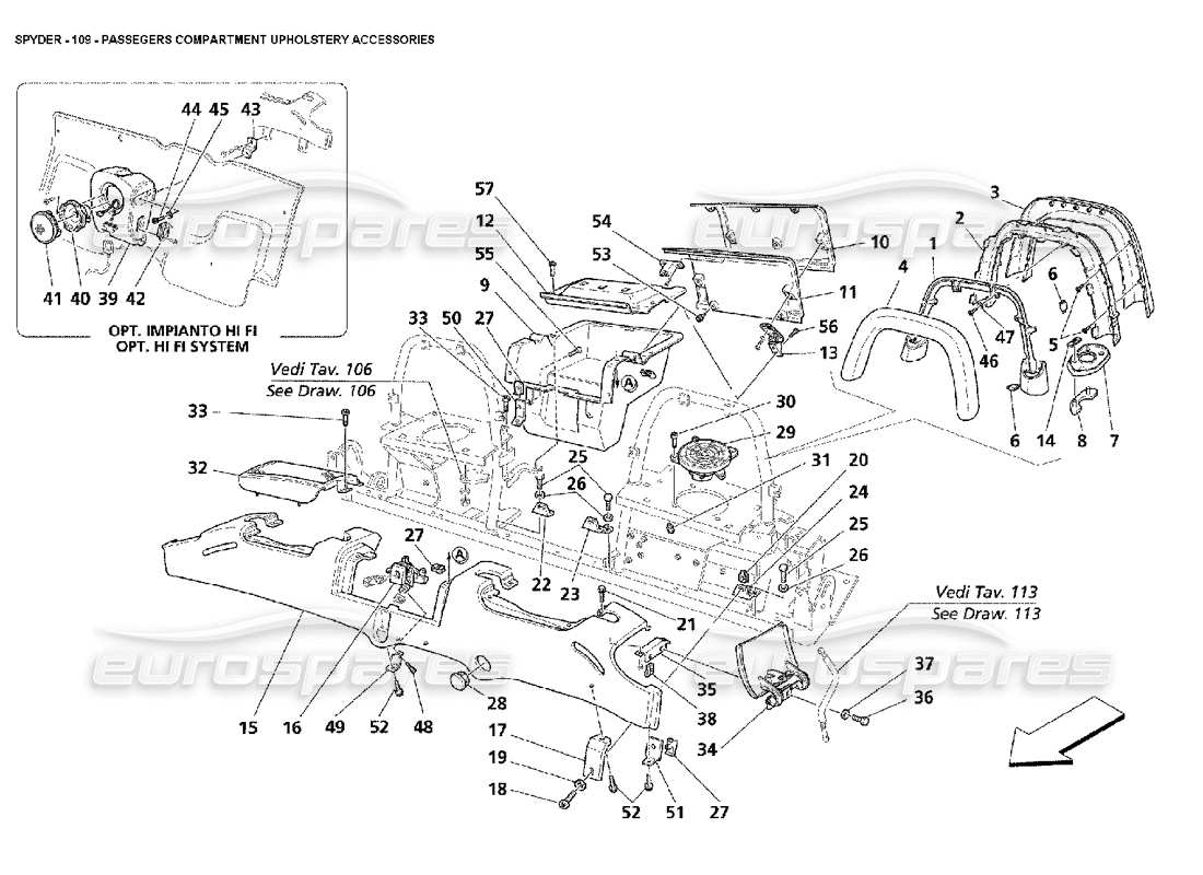 maserati 4200 spyder (2002) accessori tappezzeria abitacolo passeggeri diagramma delle parti