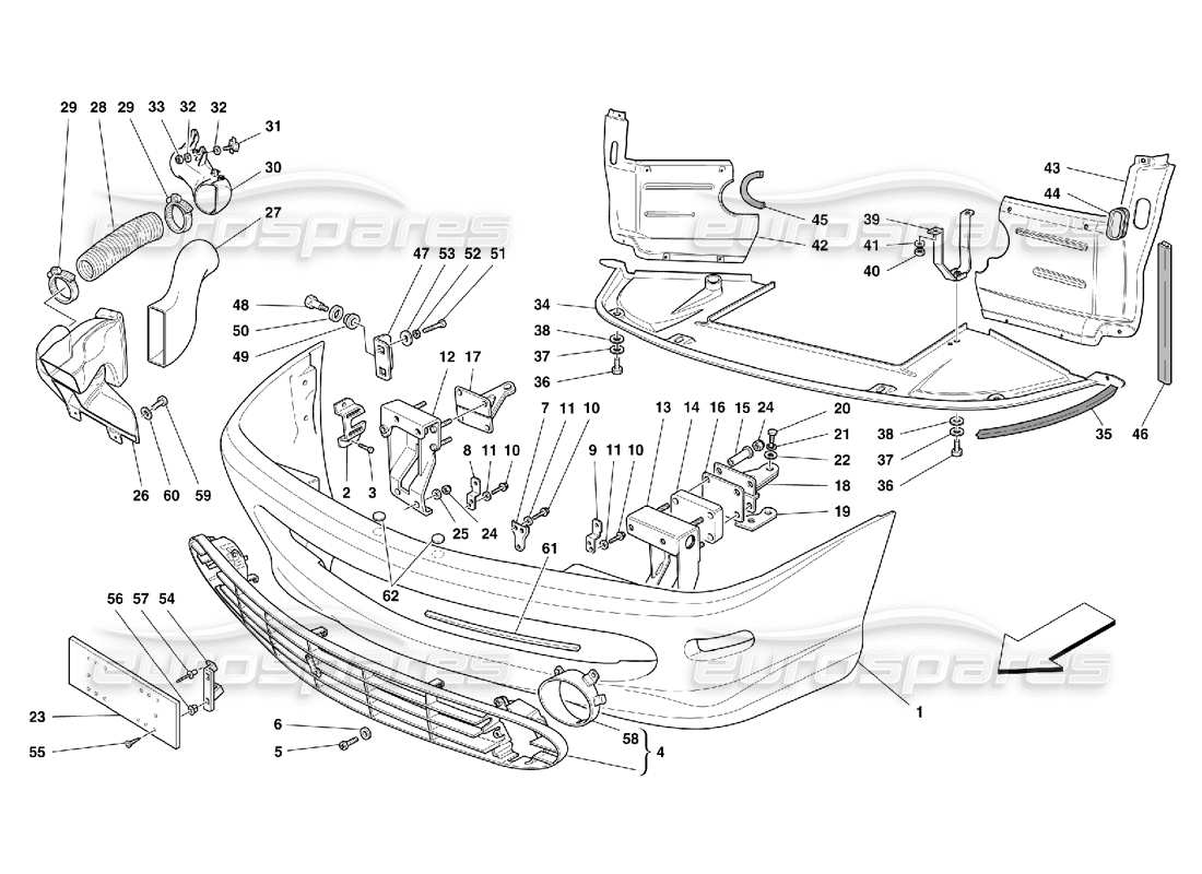 ferrari 456 m gt/m gta schema delle parti paraurti anteriore