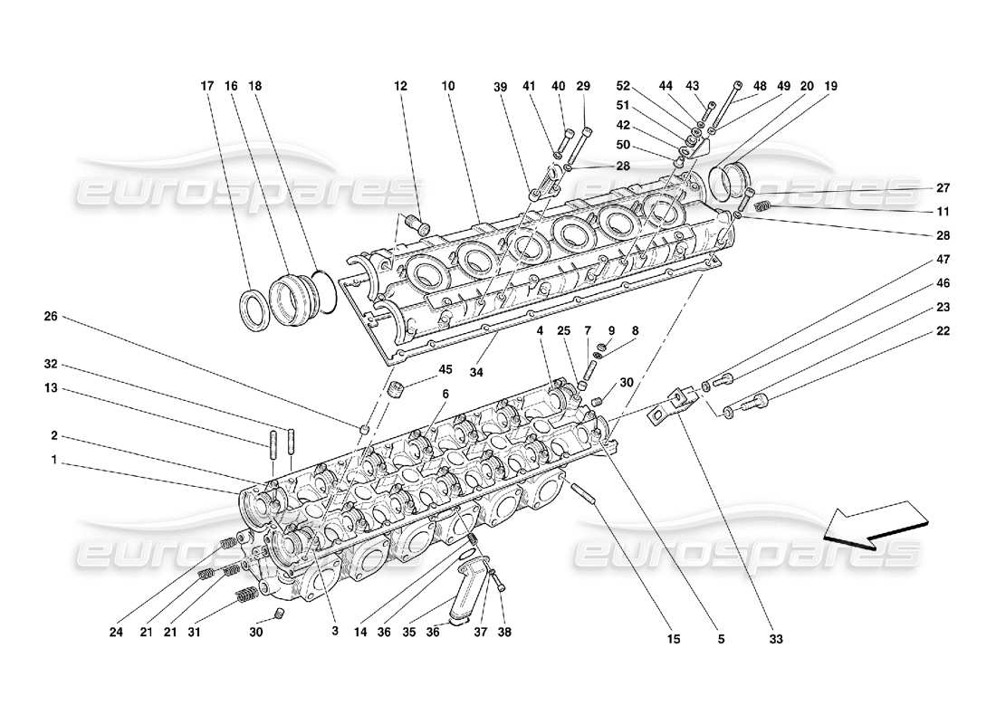 ferrari 456 m gt/m gta diagramma delle parti della testata del cilindro sinistra