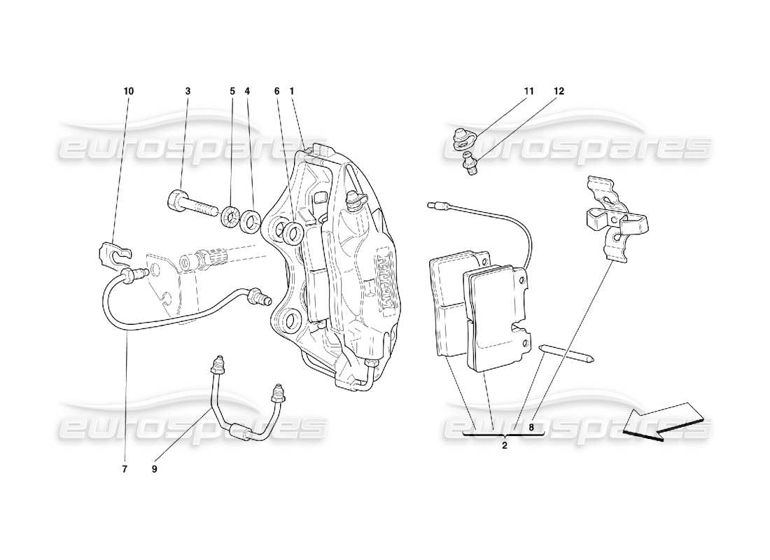 ferrari 456 m gt/m gta pinza per freno anteriore diagramma delle parti
