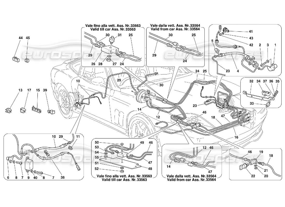ferrari 550 maranello sistema frenante -vale per gd diagramma delle parti