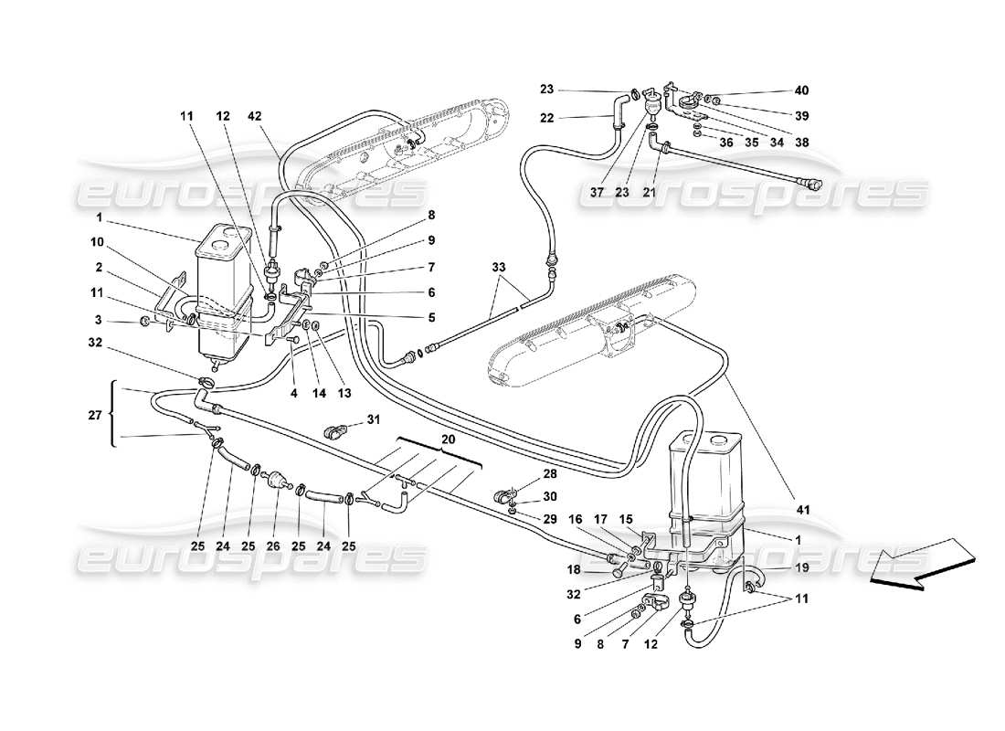 ferrari 550 maranello dispositivo antievaporazione -non per usa my 99, usa my 2000, cdn my 99 e cdn my 2000 diagramma delle parti