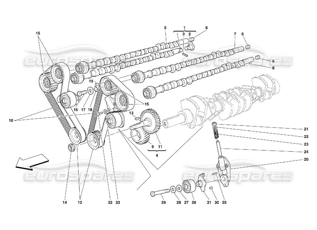 ferrari 456 m gt/m gta tempistica: diagramma delle parti dei controlli