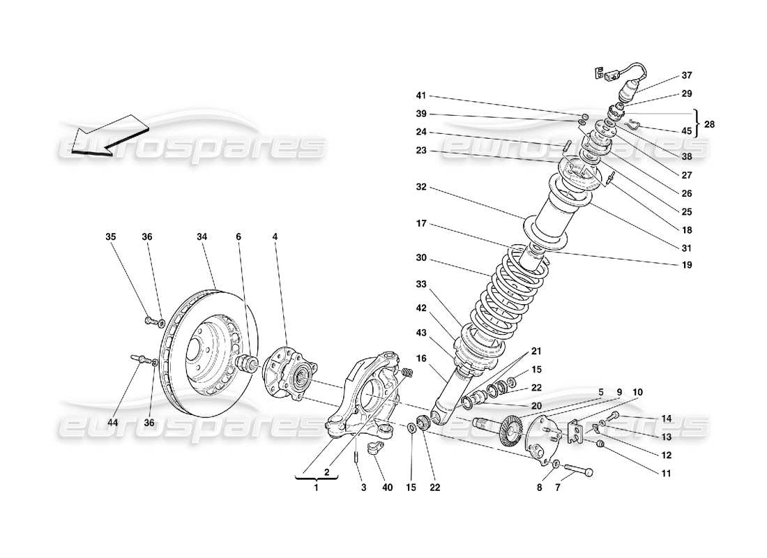 ferrari 456 m gt/m gta sospensione anteriore - ammortizzatore e disco freno schema delle parti