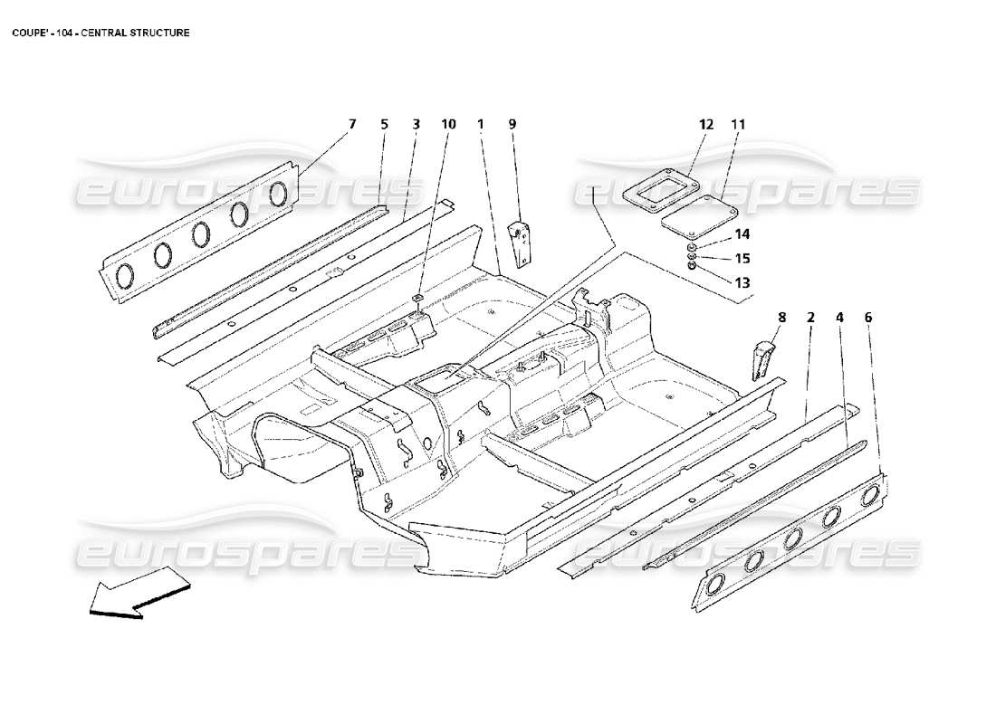 maserati 4200 coupe (2002) struttura centrale diagramma delle parti