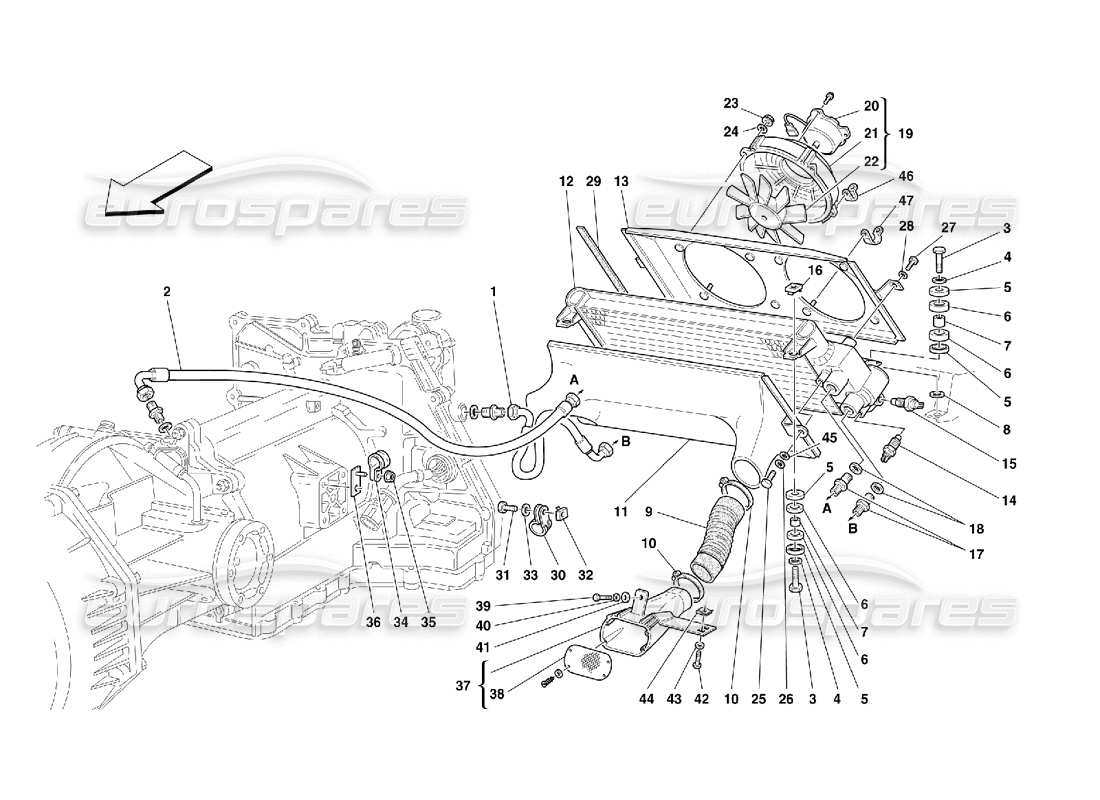 ferrari 456 m gt/m gta radiatore di raffreddamento del cambio - valido per 456m diagramma delle parti gta