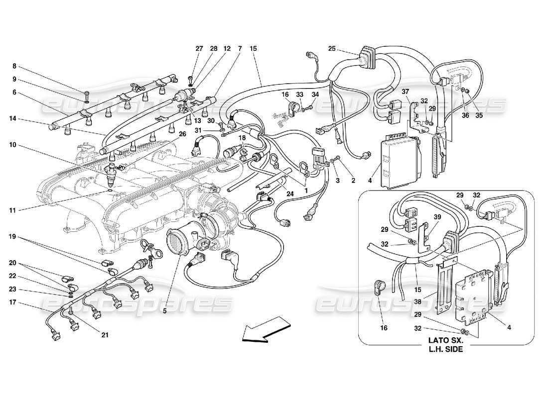 ferrari 456 m gt/m gta diagramma delle parti del dispositivo di iniezione