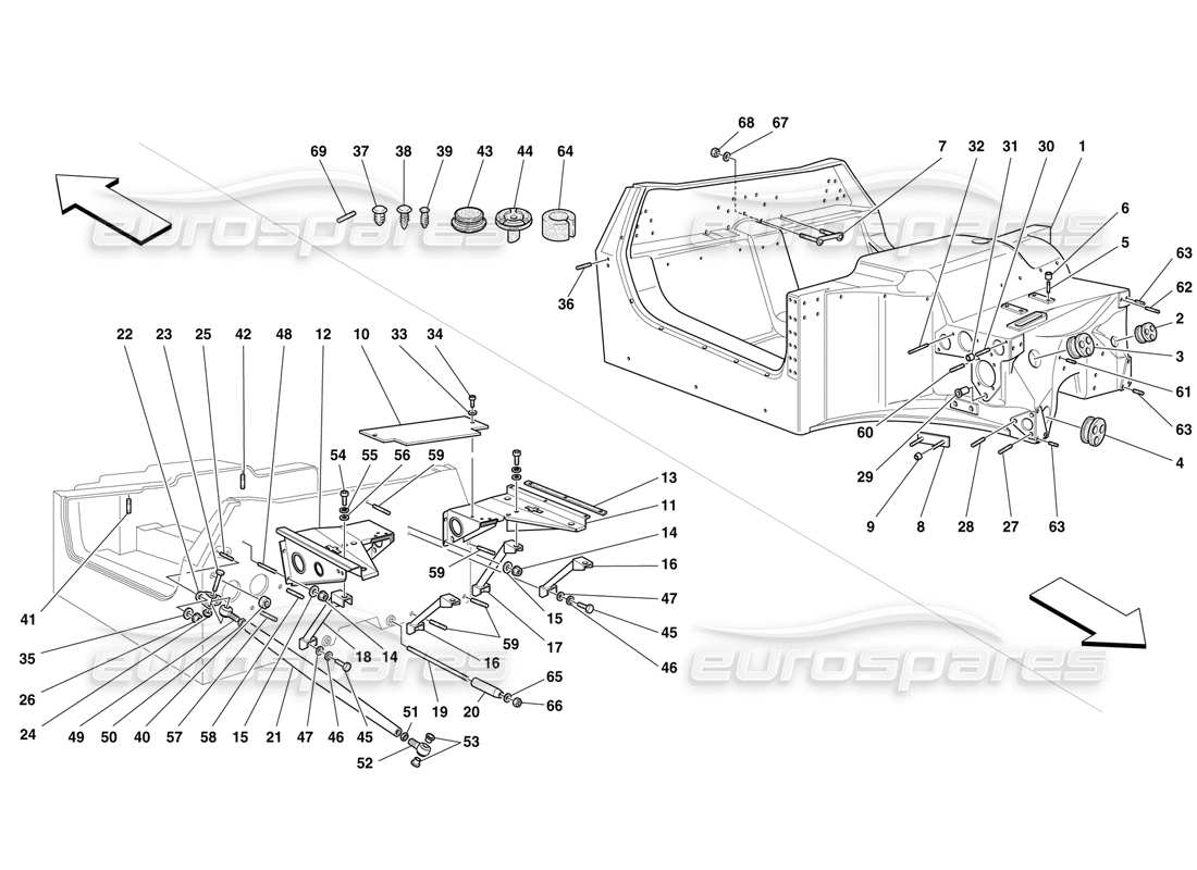 ferrari f50 telaio e strutture diagramma delle parti