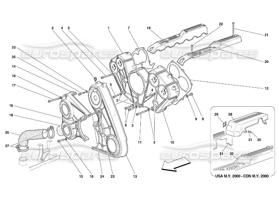ferrari 456 m gt/m gta coperture del motore diagramma delle parti