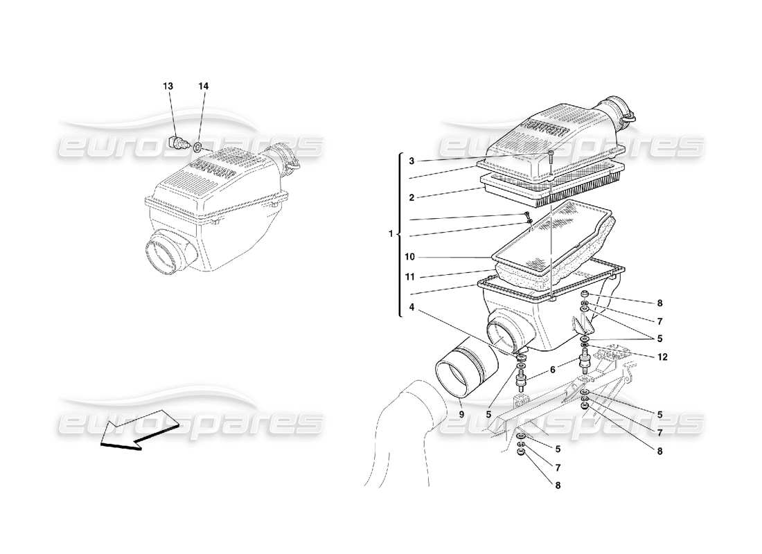 ferrari 456 m gt/m gta schema delle parti della presa d'aria