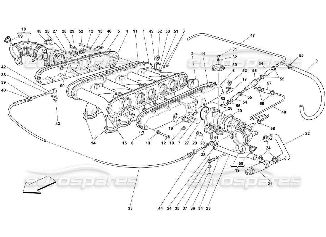 ferrari 456 m gt/m gta diagramma delle parti dei collettori di aspirazione dell'aria