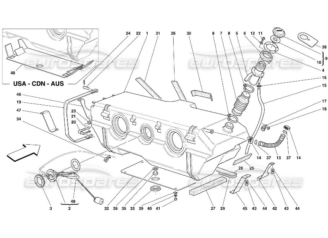 ferrari 456 m gt/m gta serbatoio del carburante: non per usa my 2000 e cdn my 2000 diagramma delle parti