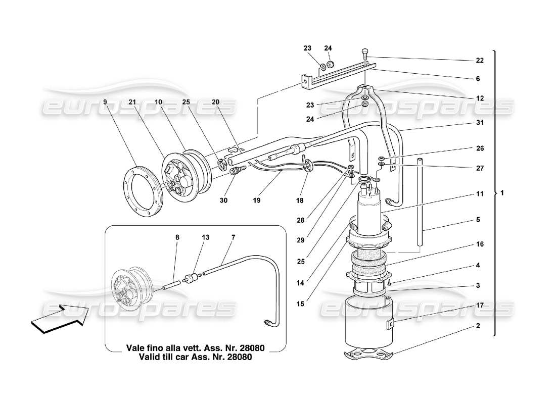ferrari 550 maranello pompa di benzina diagramma delle parti