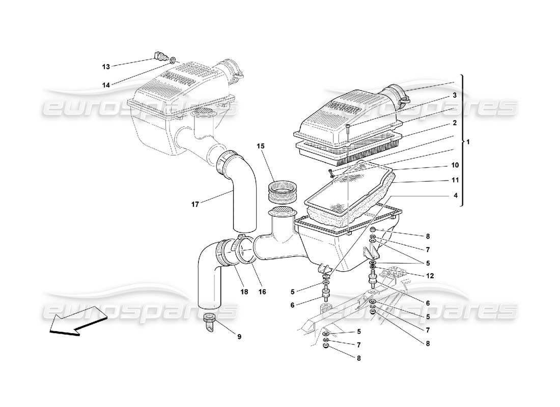 ferrari 550 maranello presa d'aria diagramma delle parti