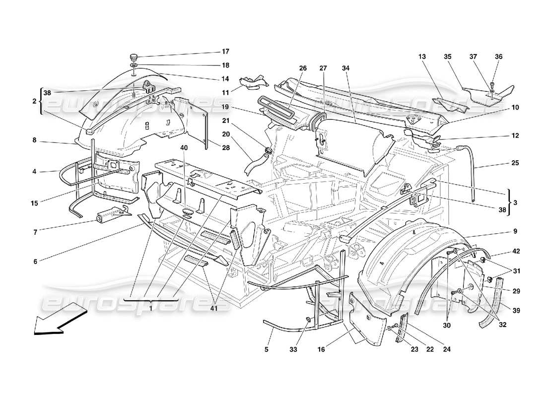 ferrari 550 maranello strutture e componenti frontali diagramma delle parti