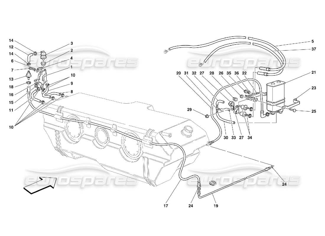 ferrari 456 m gt/m gta dispositivo antievaporazione -non per usa, cdn e aus diagramma delle parti