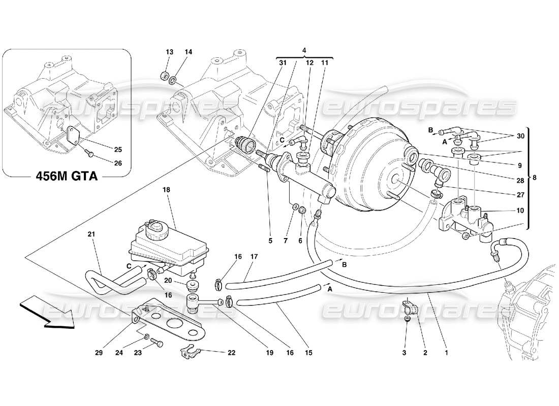 ferrari 456 m gt/m gta impianto idraulico freno e frizione: valido per lo schema delle parti gd